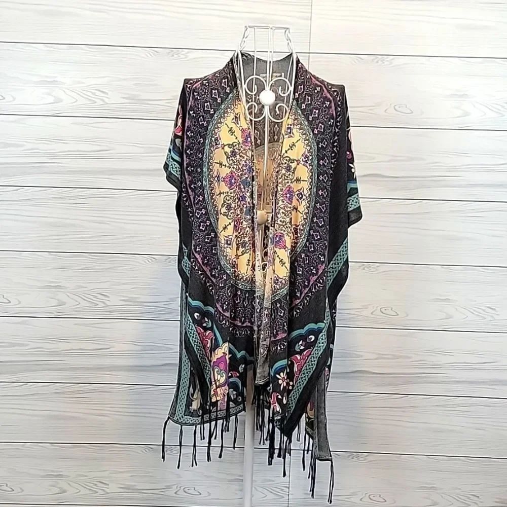 Woven Heart lightweight open front kimono cardigan Women's Size S